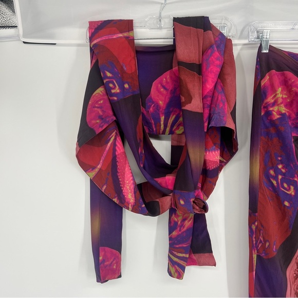 With Jean Naomi Purple Festival Rave Convertible Halter Wrap Midi Skirt Set XS - Picture 12 of 16